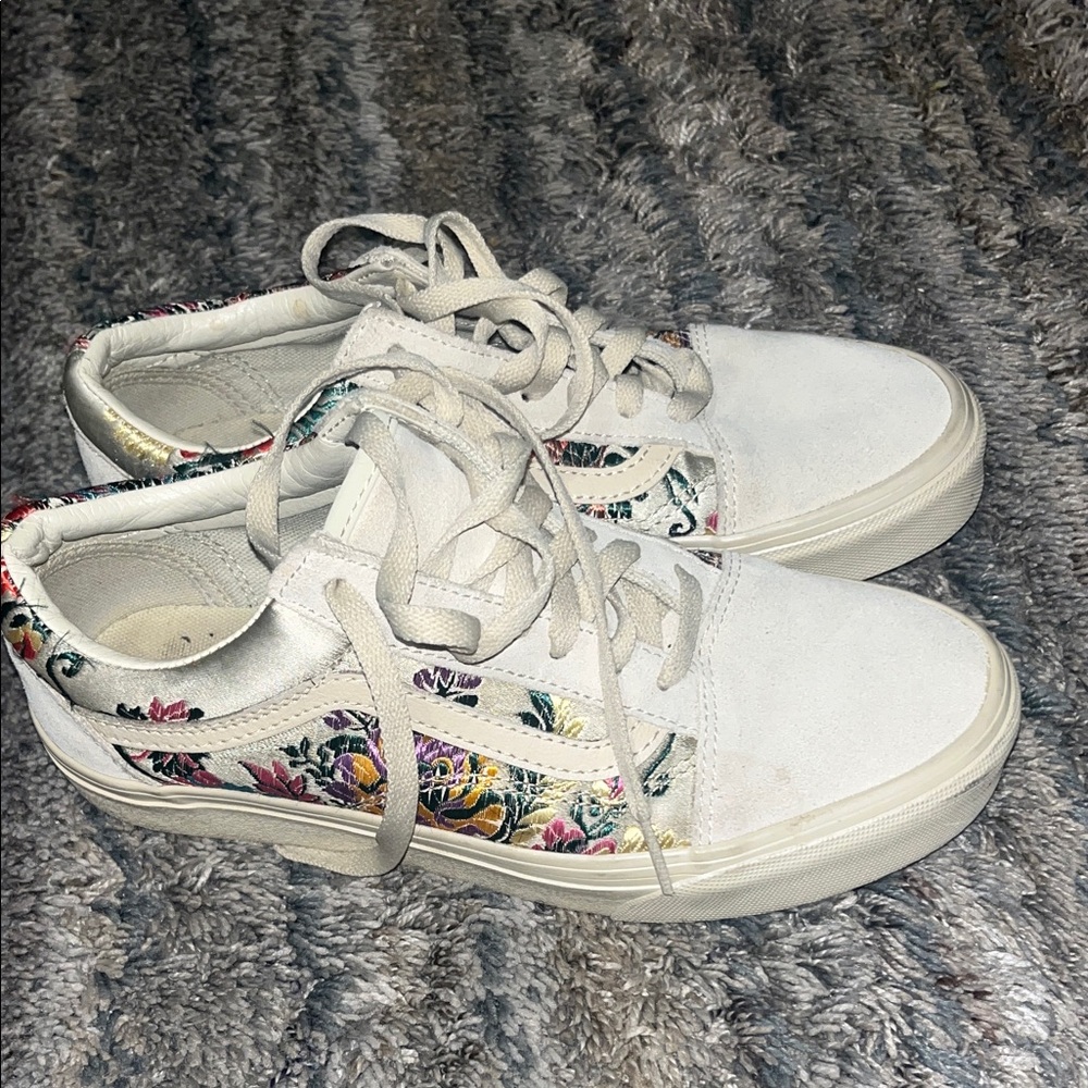 Vans White Floral Canvas Sneakers